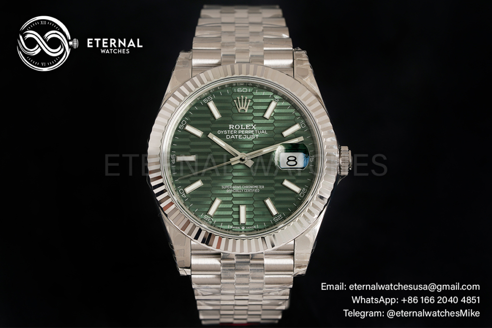 ROLEX - DateJust 126334 41mm Jubilee RG/SS Green Textured Dial Clean SH3235