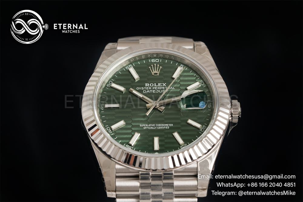 ROLEX - DateJust 126334 41mm Jubilee RG/SS Green Textured Dial Clean SH3235