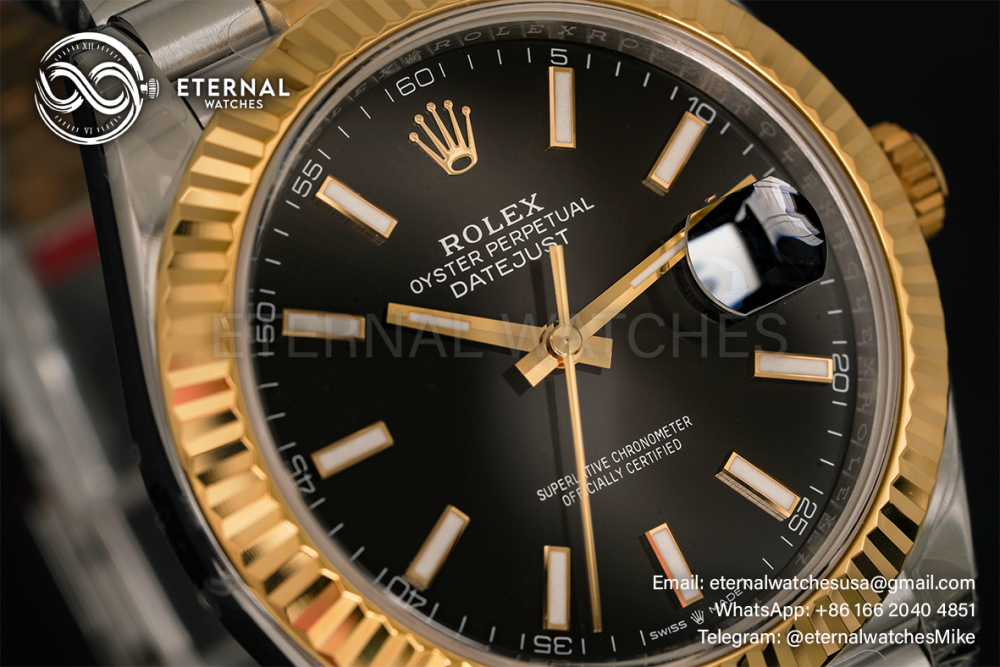 ROLEX - DateJust 126333 41mm Jubilee SS/YG Black/Stk VSF VS3235