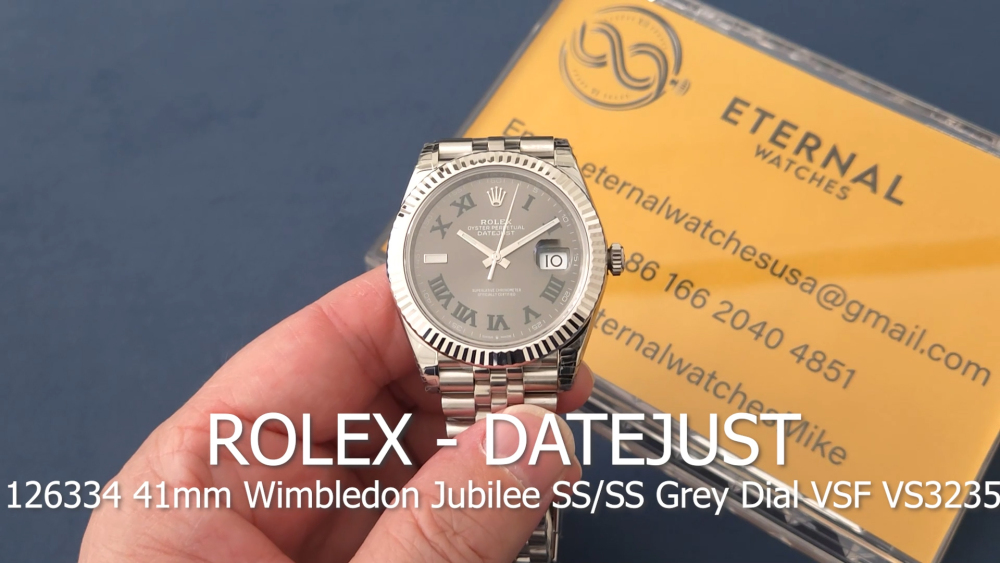 ROLEX - DateJust 126334 41mm Wimbledon Jubilee SS/SS Grey Dial VSF VS3235