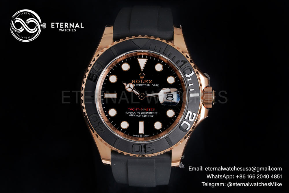 ROLEX - Yacht-Master 126655 40mm RG/RU Black/Dot CLEAN SH3235