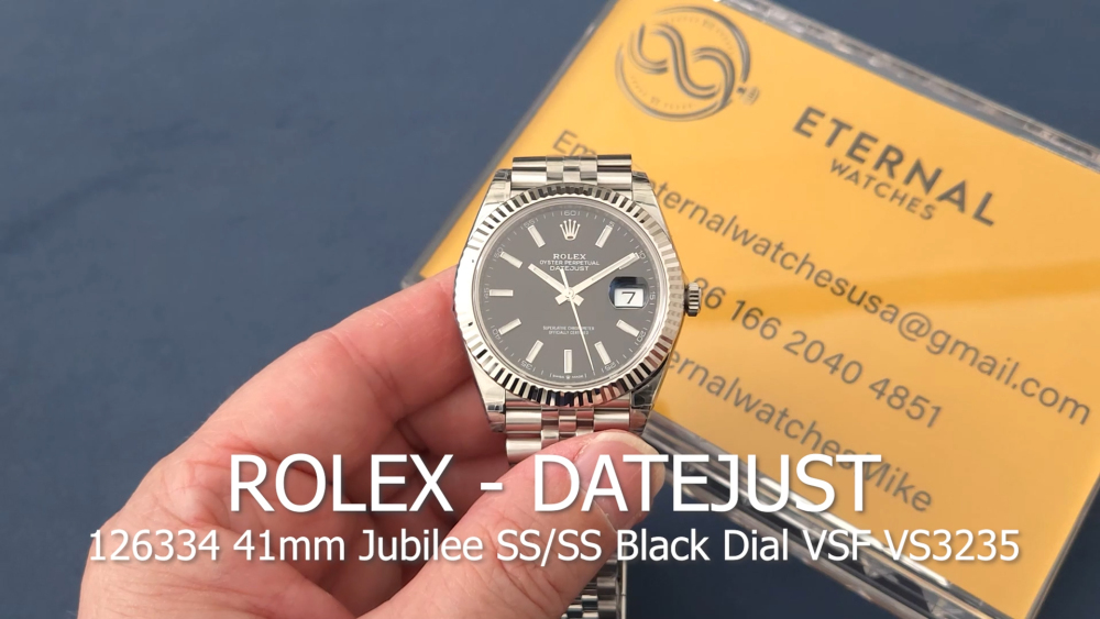 ROLEX - DateJust 126334 41mm Jubilee SS/SS Black Dial VSF VS3235