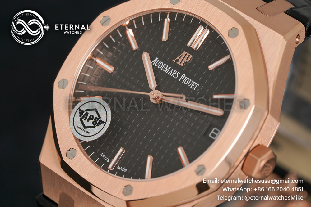 AUDEMARS PIGUET - SUPER CLONE Royal Oak 41mm 15500 RG/LE Black/Stk APSF A4302