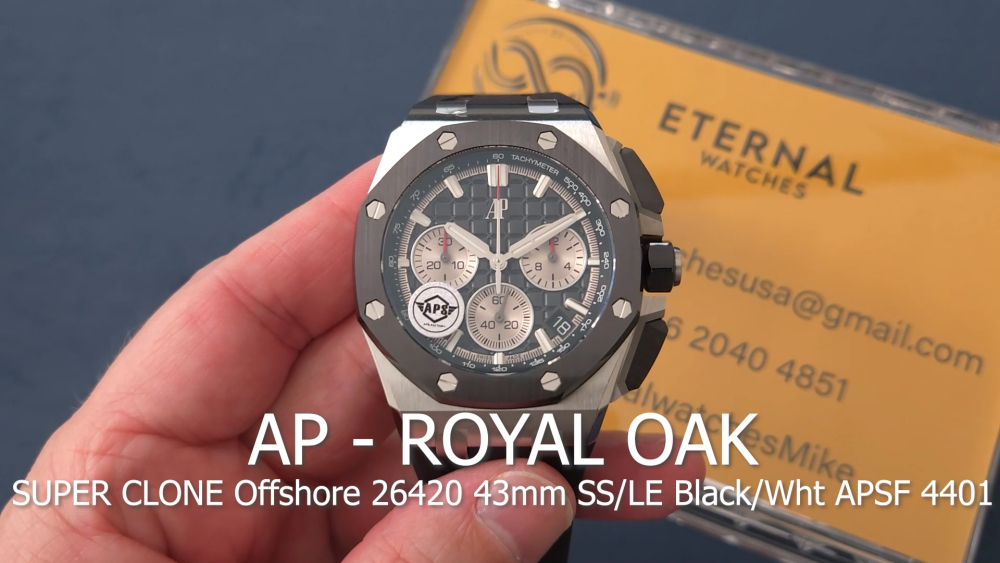 AUDEMARS PIGUET - SUPER CLONE Royal Oak Offshore 26420 43mm SS/LE Black/Wht APSF 4401