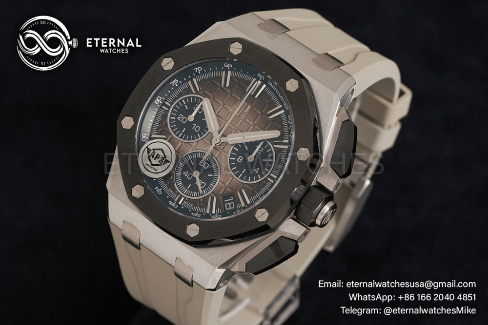 AUDEMARS PIGUET - SUPER CLONE Royal Oak Offshore 26420 43mm SS/RU Light Brown/Wht APSF 4401