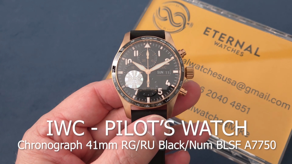 IWC - Pilot's Watch Chronograph 41mm RG/RU Black/Num BLSF A7750