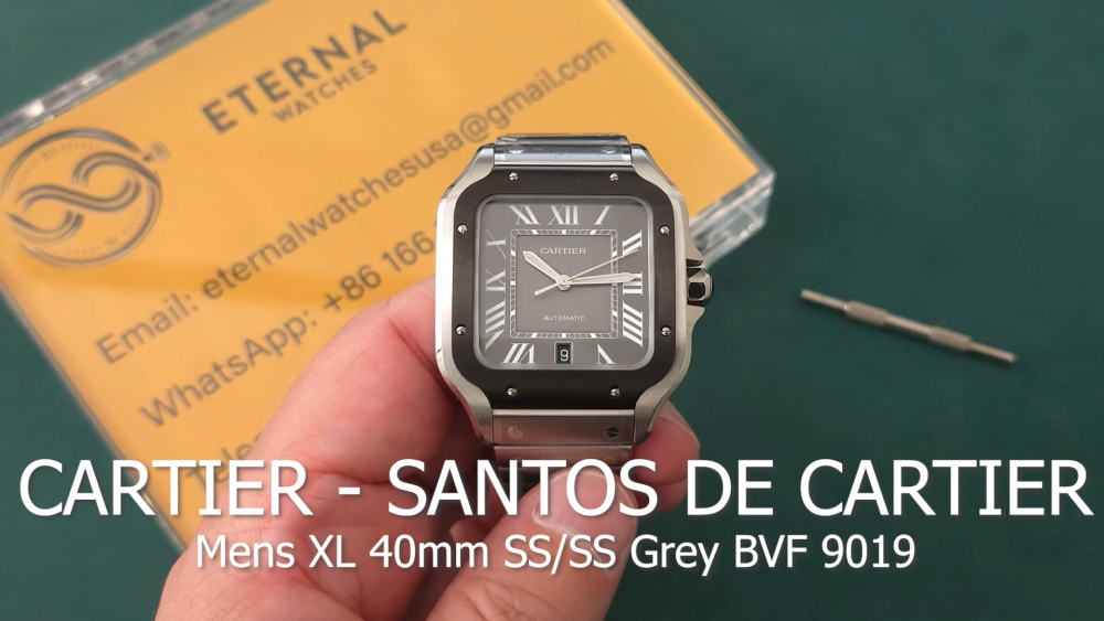 CARTIER - Santos De Cartier Mens XL 40mm SS/SS Grey BVF 9019