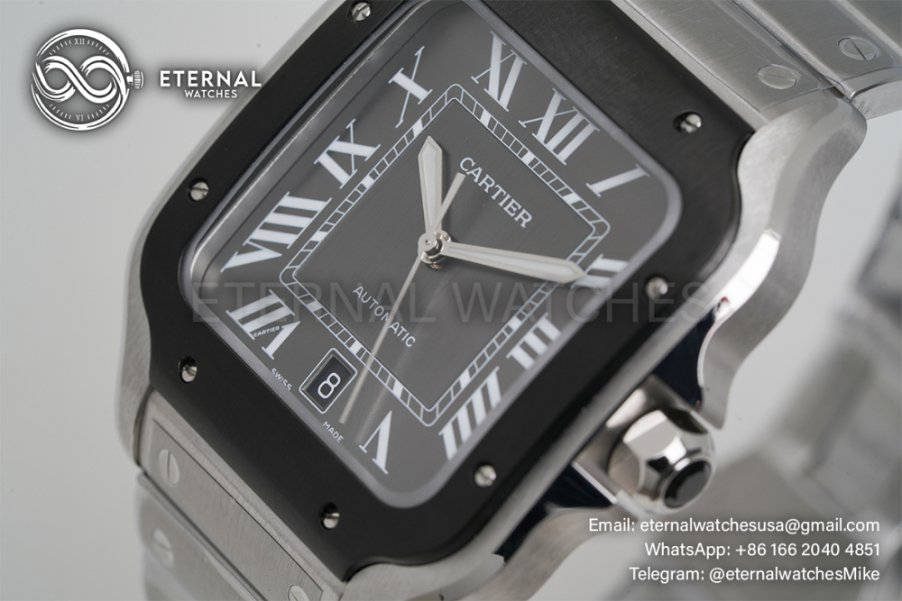 CARTIER - Santos De Cartier Mens XL 40mm SS/SS Gray BVF 9019