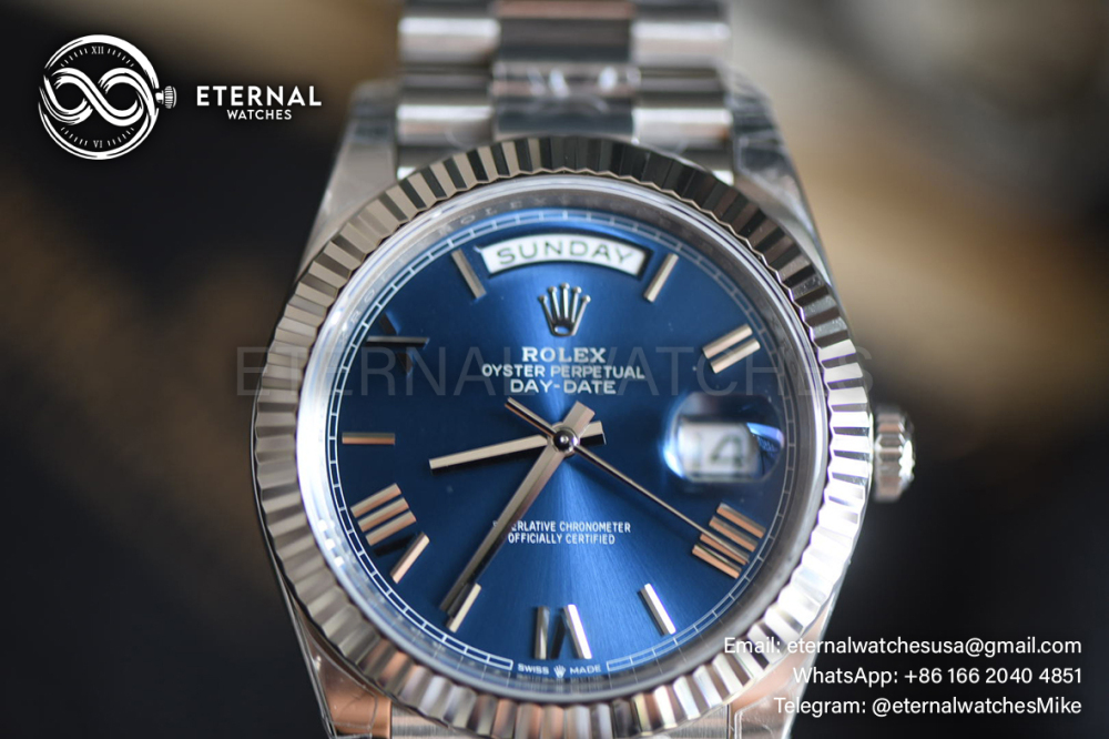 ROLEX - SUPER CLONE Day-Date 228239 40mm SS/SS Blue/Rmn VSF DD3255