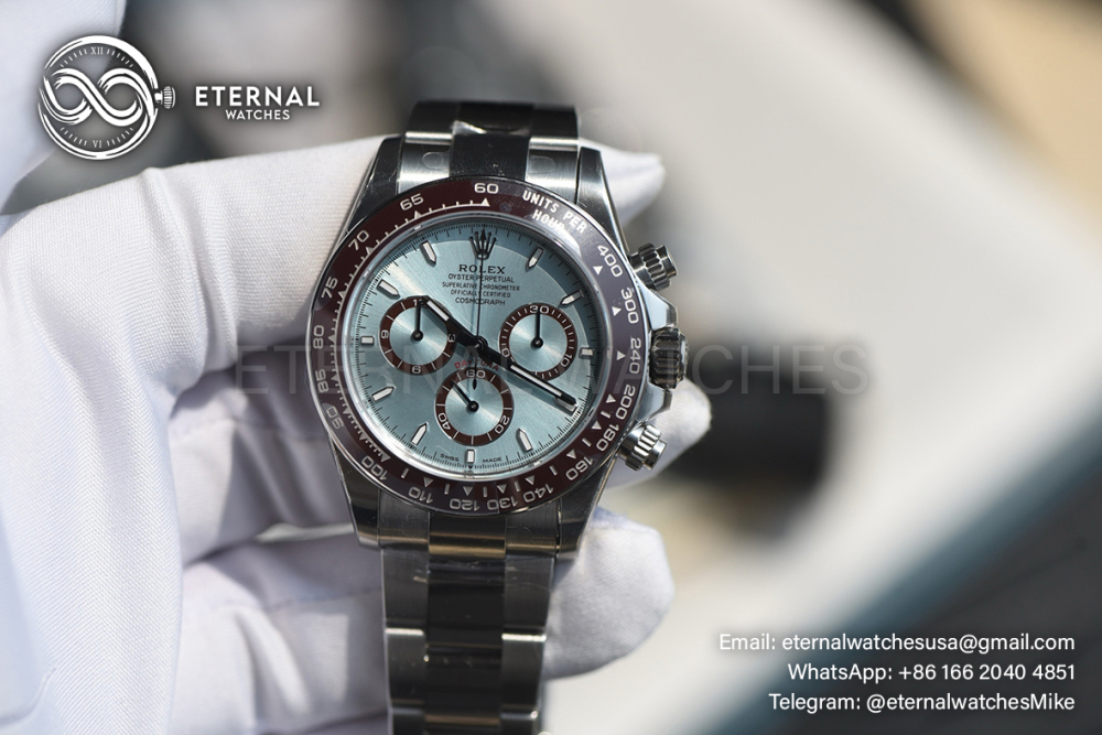 ROLEX - SUPER CLONE Daytona 126506 40mm SS/SS Ice-Blue/Stk VSF DD4131 (Weight Adjusted)
