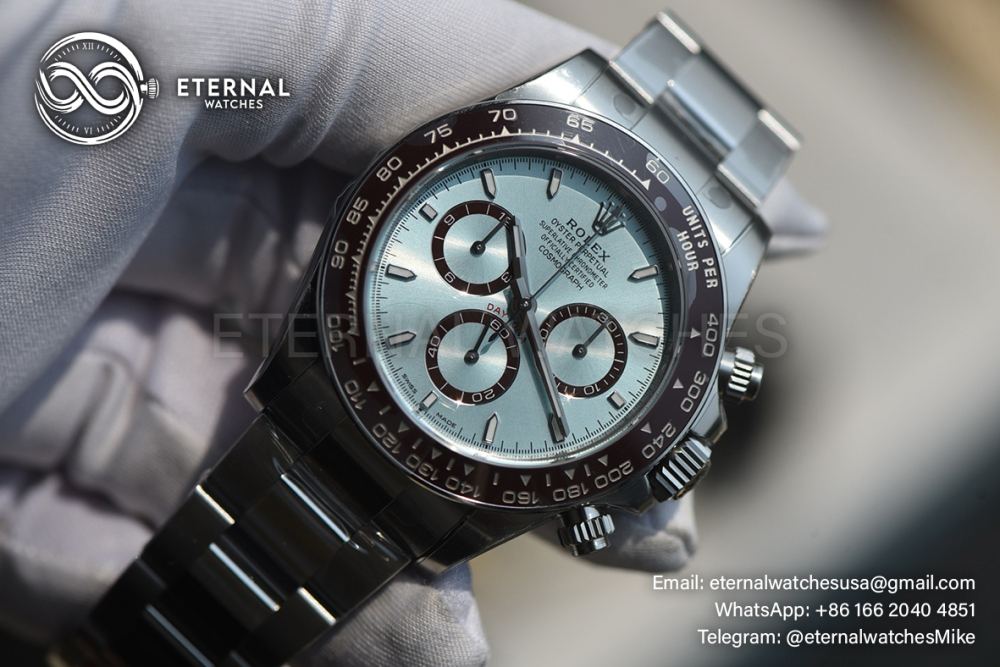 ROLEX - SUPER CLONE Daytona 126506 40mm SS/SS Ice-Blue/Stk VSF DD4131 (Weight Adjusted)