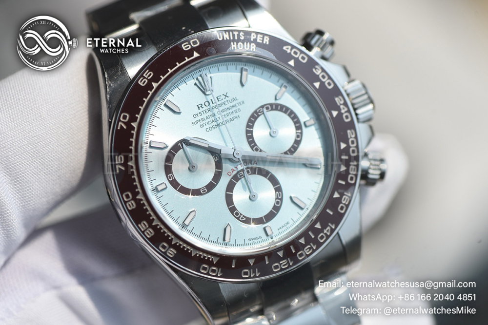 ROLEX - SUPER CLONE Daytona 126506 40mm SS/SS Ice-Blue/Stk VSF DD4131 (Weight Adjusted)