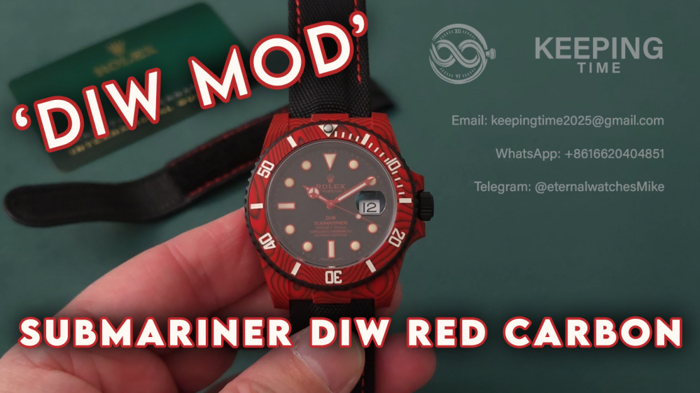 ROLEX - Submariner DiW 40mm Forged Carbon/NY Red Dial VSF VS3135