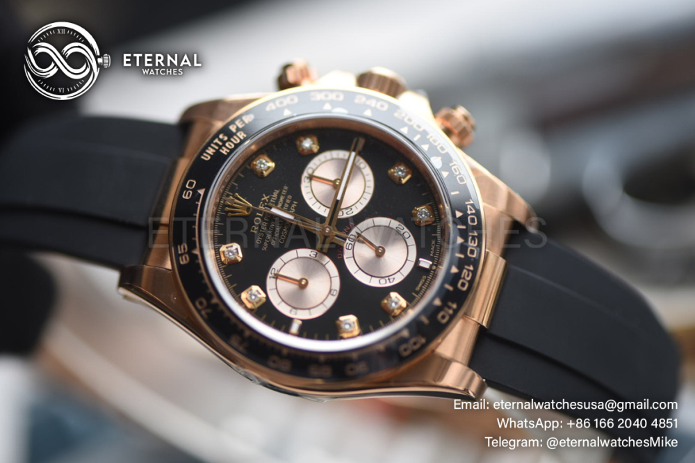 ROLEX - SUPER CLONE Daytona 126515 40mm RG/RU Black/Dia VSF V2 DD4131 (Weight Adjusted)