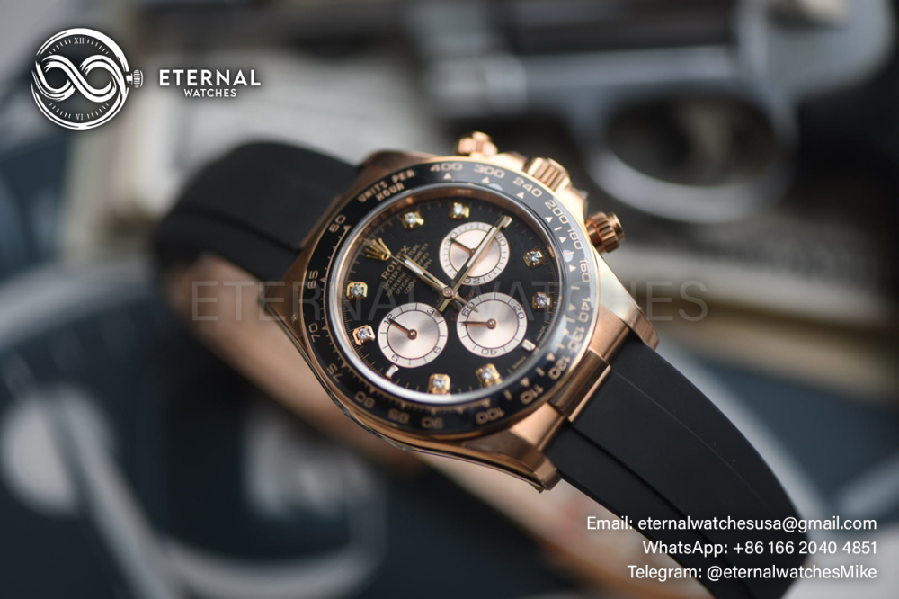 ROLEX - SUPER CLONE Daytona 126515 40mm RG/RU Black/Dia VSF V2 DD4131 (Weight Adjusted)