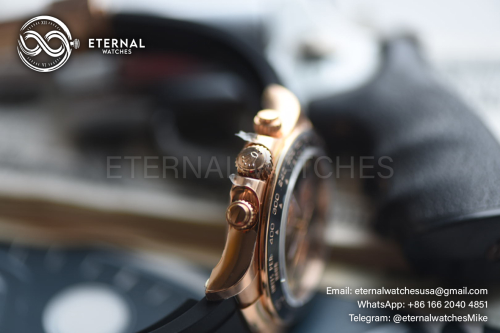 ROLEX - SUPER CLONE Daytona 126515 40mm RG/RU Black/Dia VSF V2 DD4131 (Weight Adjusted)