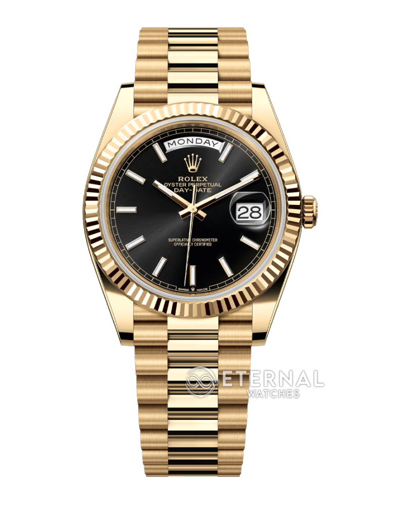 ROLEX - SUPER CLONE DayDate 228238 40mm Yellow Gold Black Dial (Weight Adjusted)