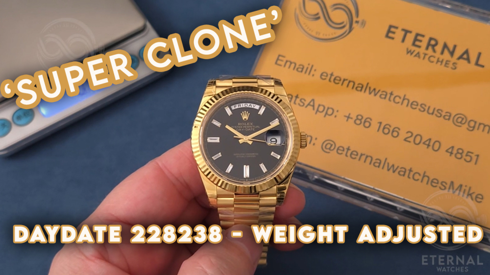 ROLEX - SUPER CLONE DayDate 228238 40mm Yellow Gold Black Dial (Weight Adjusted)