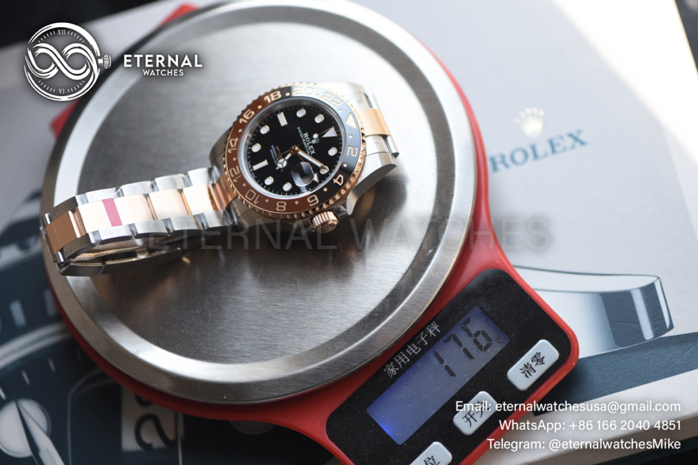 ROLEX - SUPER CLONE GMT Master II 126711CHNR Root Beer Oyster 40mm SS/RG Black Dial VSF DD3285 (Weight Adjusted)