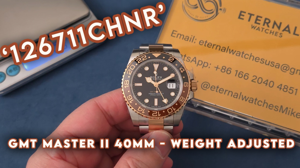 ROLEX - SUPER CLONE GMT Master II 126711CHNR Root Beer Oyster 40mm SS/RG Black Dial VSF DD3285 (Weight Adjusted)