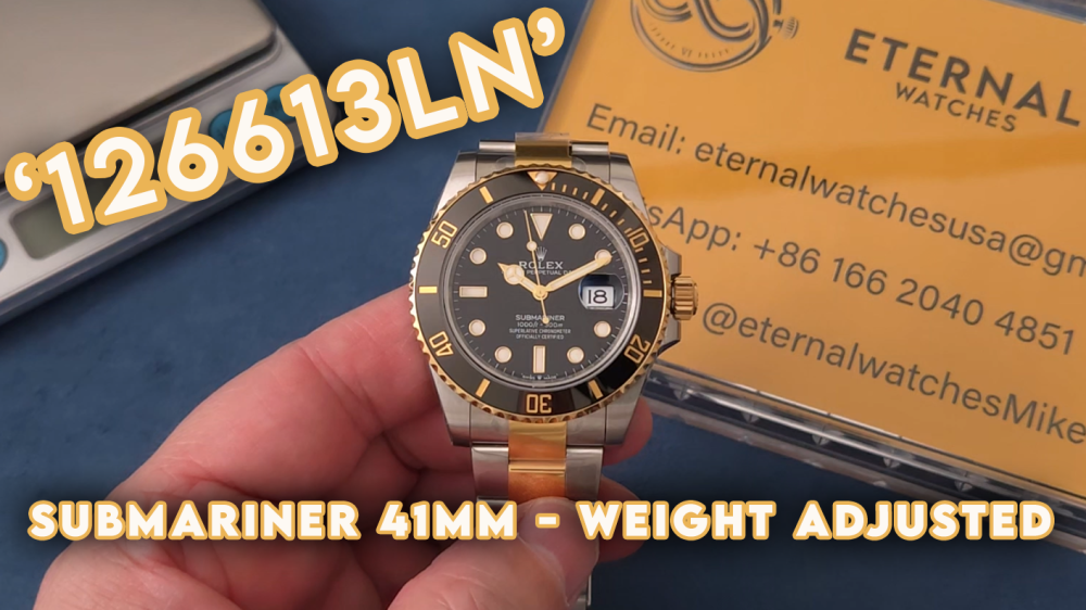 ROLEX - SUPER CLONE Submariner 126613LN 41mm YG/SS Black Dial VSF V2 DD3235 (Weight Adjusted)