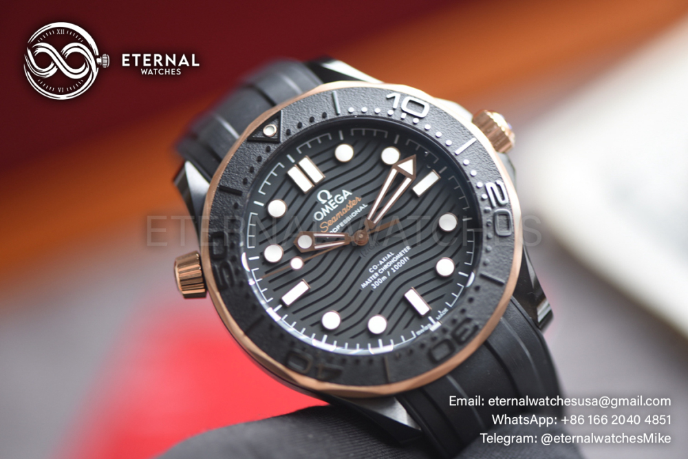 OMEGA - SUPER CLONE Seamaster 300m 43.5mm RG Ceramic/RU Black Dial VSF A8806