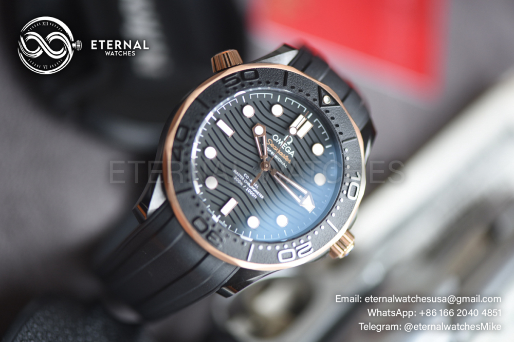 OMEGA - SUPER CLONE Seamaster 300m 43.5mm RG Ceramic/RU Black Dial VSF A8806