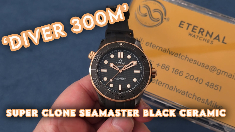 OMEGA - SUPER CLONE Seamaster 300m 43.5mm RG Ceramic/RU Black Dial VSF A8806