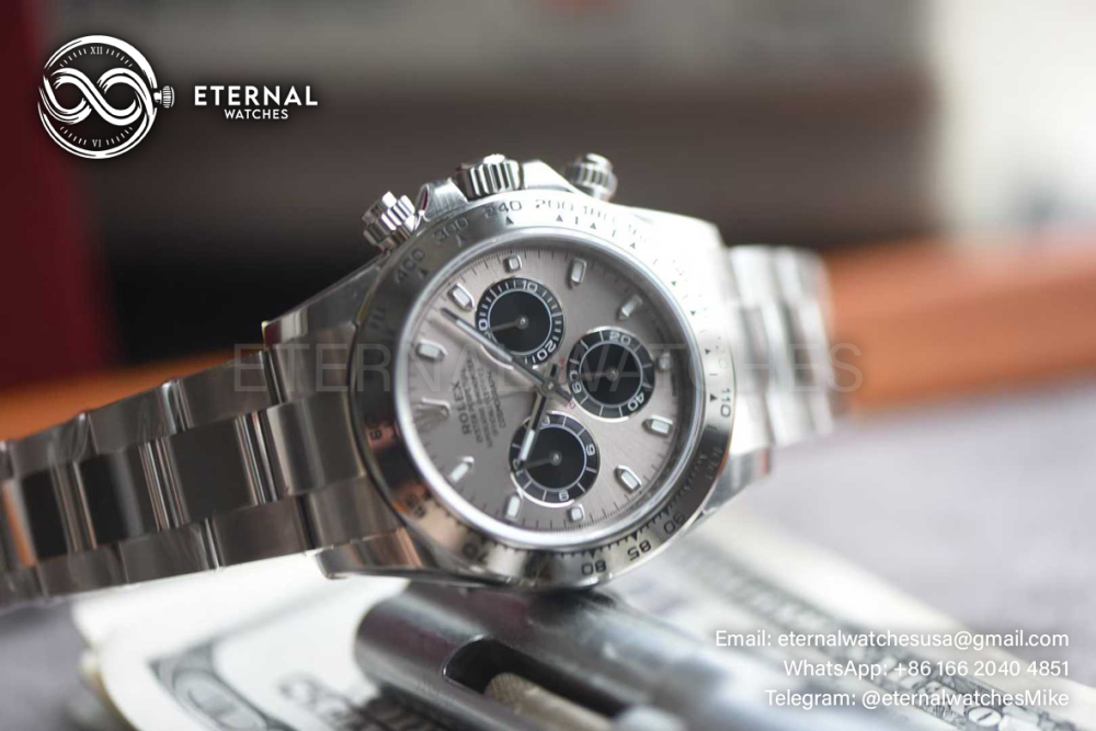 ROLEX - SUPER CLONE Daytona 116509 40mm SS/SS Grey/Blk VSF V3 DD4130 Super Clone (Weight Adjusted)