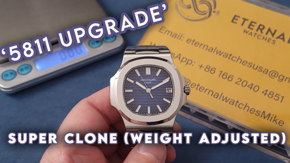 PATEK PHILIPPE - SUPER CLONE Nautilus 5811 41mm SS/SS Blue/Stk DDF DD330 (Weight Adjusted)