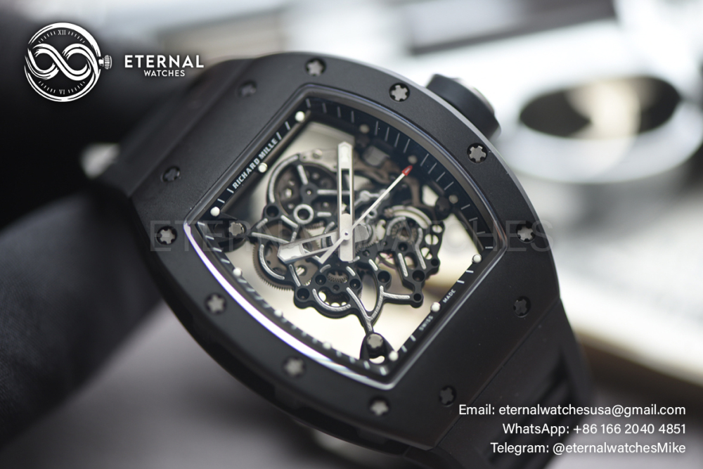 RICHARD MILLE - SUPER CLONE RM055 43mm Black Cer/RU Skeleton Dial APSF RMUL2
