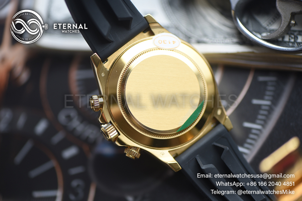 ROLEX - SUPER CLONE Daytona 126518 Gem 40mm YG/RU Black/Dia N6F DD4130