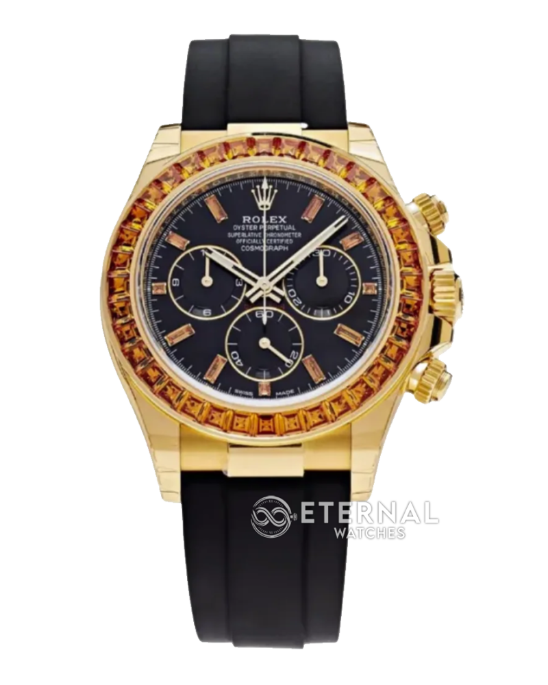 ROLEX - SUPER CLONE Daytona 126518 Gem 40mm YG/RU Black/Dia N6F DD4130