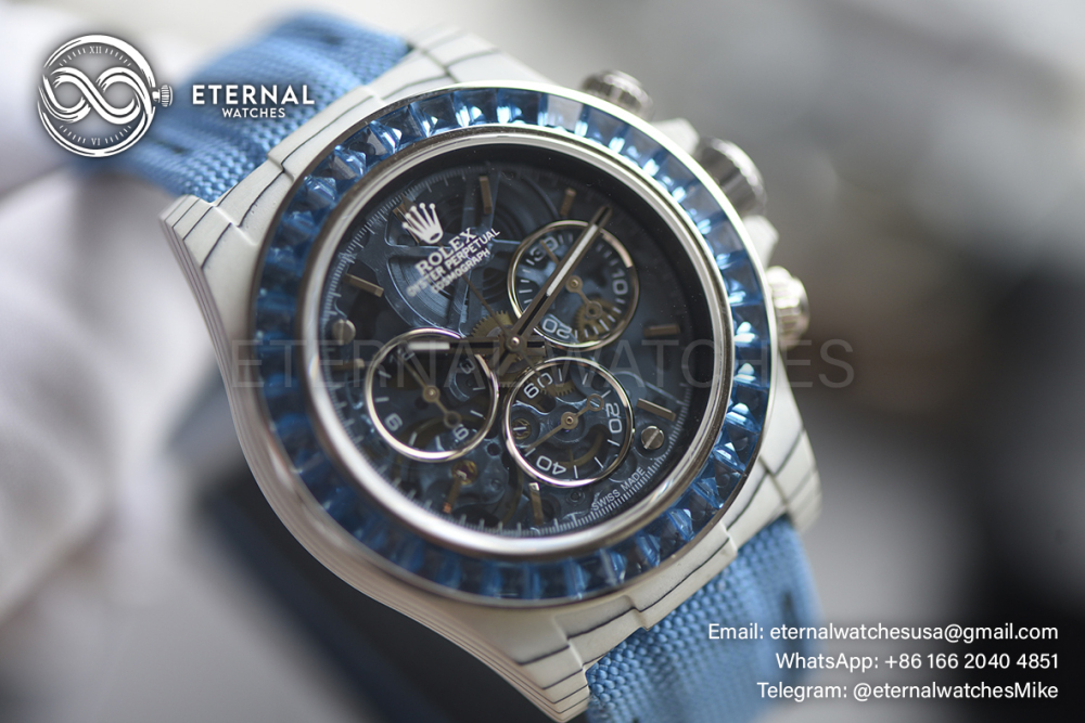 ROLEX - SUPER CLONE Daytona 40mm White Carbon/Ny Skeleton Dial SONIC DD4802