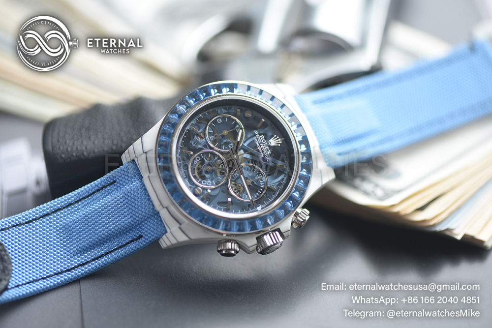 ROLEX - SUPER CLONE Daytona 40mm White Carbon/Ny Skeleton Dial SONIC DD4802