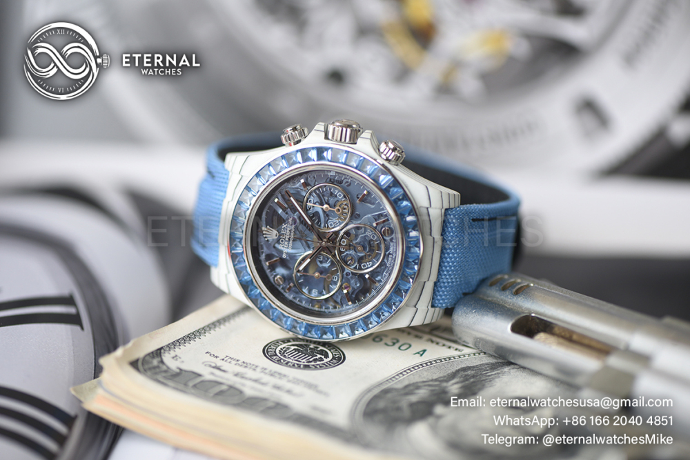 ROLEX - SUPER CLONE Daytona 40mm White Carbon/Ny Skeleton Dial SONIC DD4802