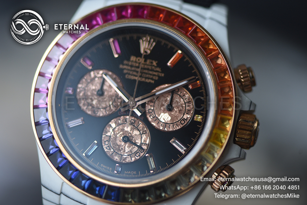 ROLEX - SUPR CLONE Daytona Rainbow 40mm White Carbon/NY Black/Stk Dial Sonic DD4130