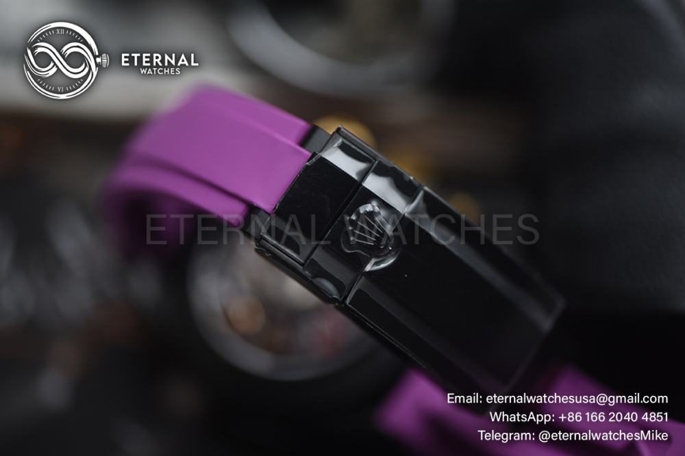 ROLEX - SUPRE CLONE Daytona Blaken 40mm Black Ceramic/RU Sketelon Dial on Pink Strap SONIC DD4130