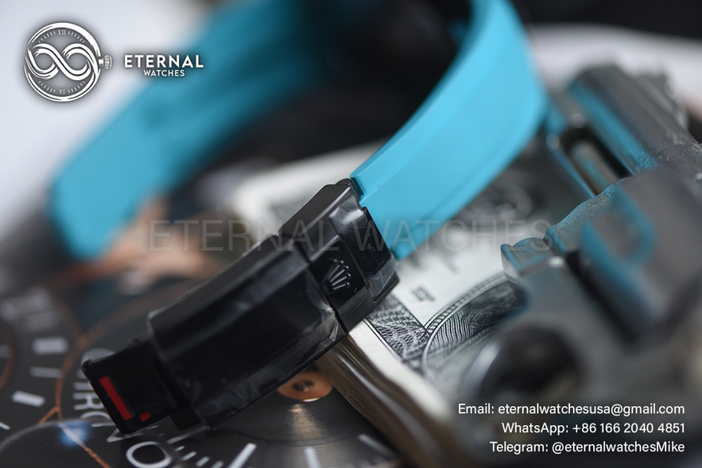 ROLEX - SUPRE CLONE Daytona Blaken 40mm Black Ceramic/RU Sketelon Dial on Blue Strap SONIC DD4130