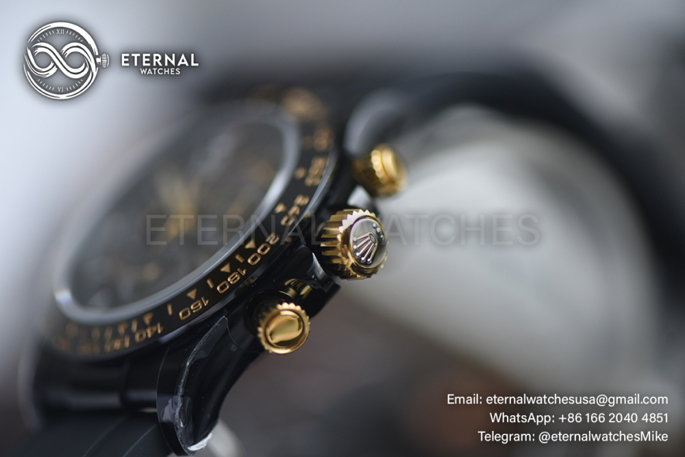 ROLEX - SUPRE CLONE Daytona Blaken 40mm Black Ceramic/RU Sketelon Dial on Black Strap SONIC DD4130