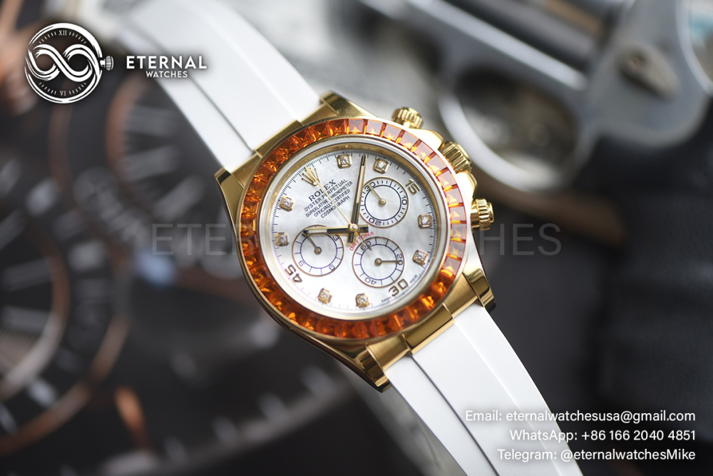 ROLEX - SUPER CLONE Daytona 126518 Gem 40mm YG/RU MOP/Dia N6F DD4130