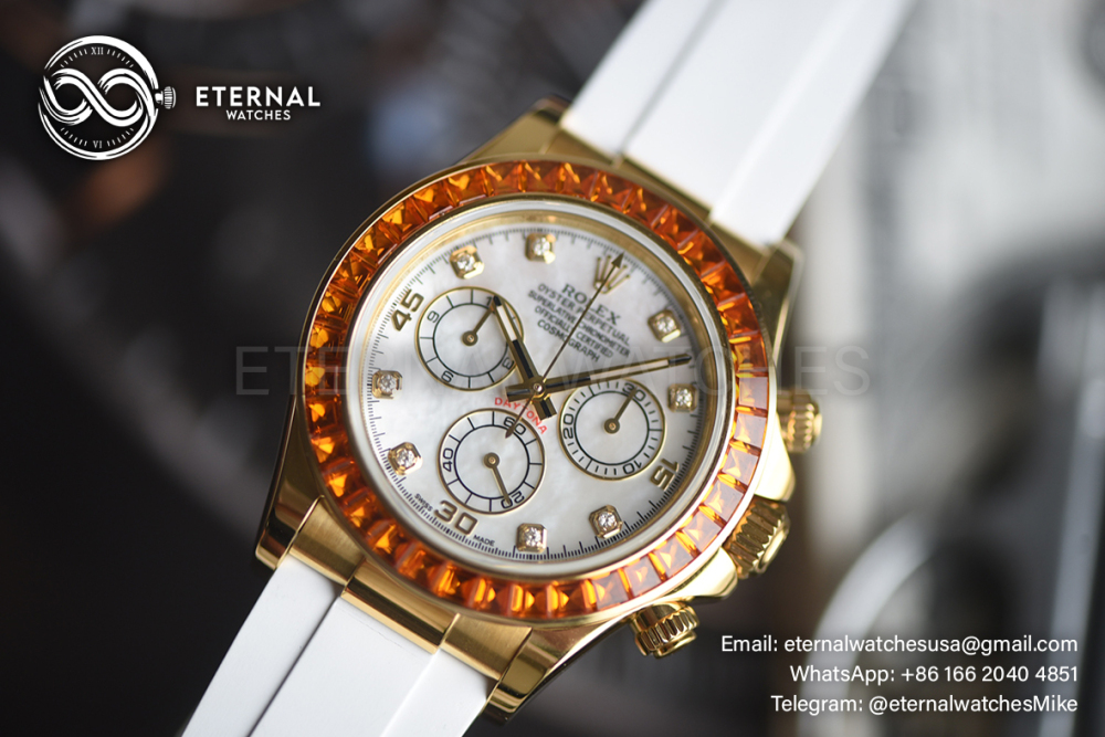 ROLEX - SUPER CLONE Daytona 126518 Gem 40mm YG/RU MOP/Dia N6F DD4130
