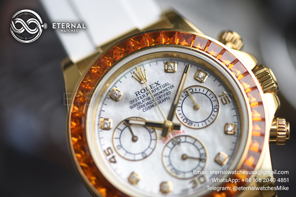ROLEX - SUPER CLONE Daytona 126518 Gem 40mm YG/RU MOP/Dia N6F DD4130