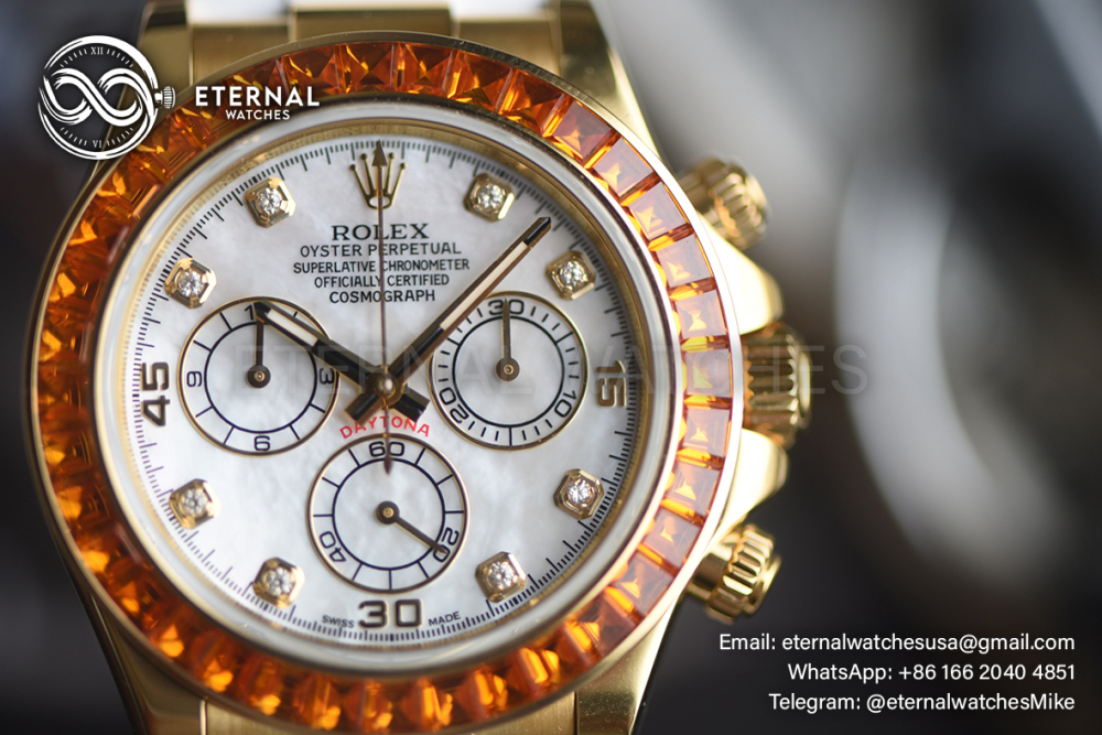ROLEX - SUPER CLONE Daytona 126518 Gem 40mm YG/RU MOP/Dia N6F DD4130