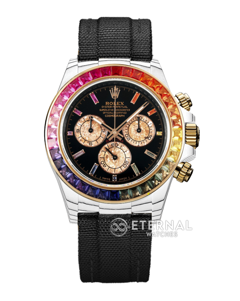 ROLEX - SUPR CLONE Daytona Rainbow 40mm White Carbon/NY Black/Stk Dial Sonic DD4130