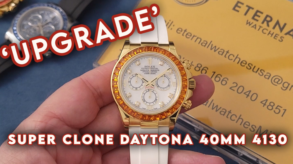 ROLEX - SUPER CLONE Daytona 126518 Gem 40mm YG/RU MOP/Dia N6F DD4130