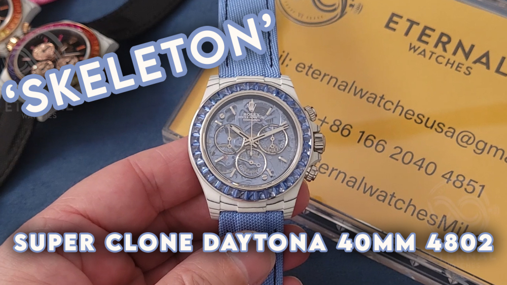 ROLEX - SUPER CLONE Daytona 40mm White Carbon/Ny Skeleton Dial SONIC DD4802