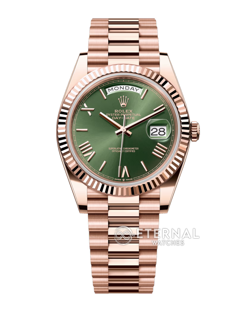 ROLEX - SUPER CLONE DayDate 228235 40mm Rose Gold Green Dial VSF V2 (Weight Adjusted)