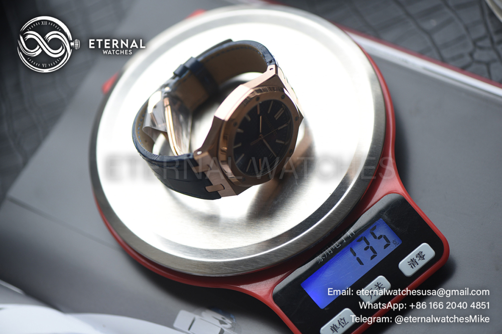 AUDEMARS PIGUET - SUPER CLONE Royal Oak 41mm 15510 RG/LE Blue/Stk DDF DD4302 (SW Dial Weight Adjusted)
