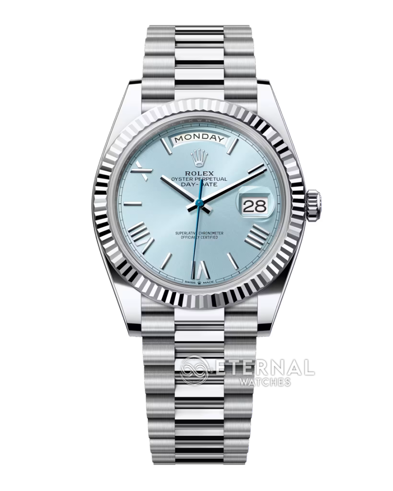 ROLEX - SUPER CLONE DayDate 228236 40mm SS/SS Ice Blue/Rmn VSF V2 DD3255 (Weight Adjusted)
